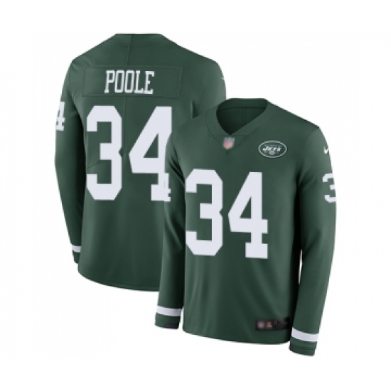 Youth New York Jets #34 Brian Poole Limited Green Therma Long Sleeve Football Jersey - Ujersey