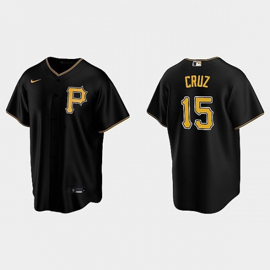 Men's Pittsburgh Pirates #15 Oneil Cruz Nike Black Alternate Team Logo Coolbase Jersey - Ujersey