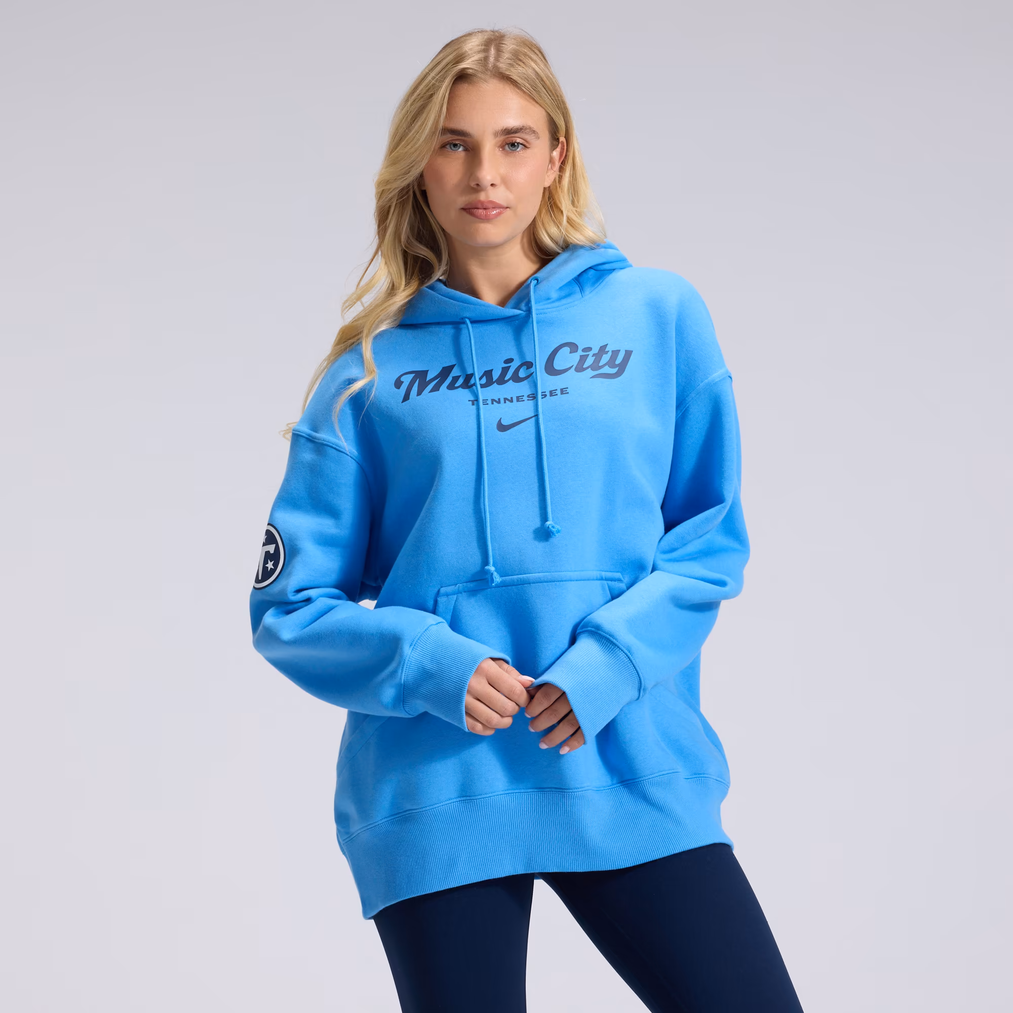 Women's Tennessee Titans  Nike Light Blue 2026 Rivalries Collection Oversized Pullover Hoodie - Ujersey