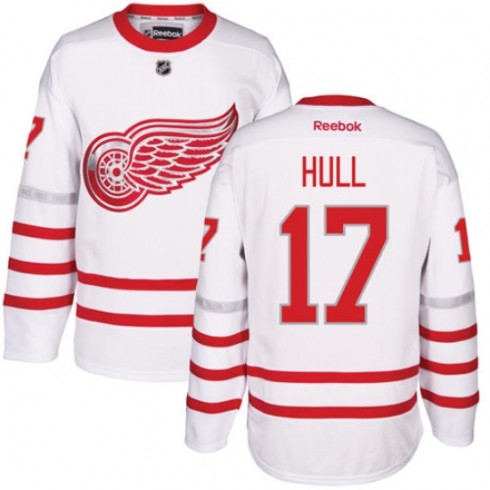Men's Reebok Detroit Red Wings #17 Brett Hull Authentic White 2017 Centennial Classic NHL Jersey - Ujersey