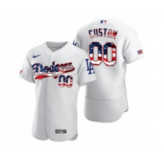 Men's Custom Los Angeles Dodgers White 2020 Stars & Stripes 4th of July Jersey - Ujersey