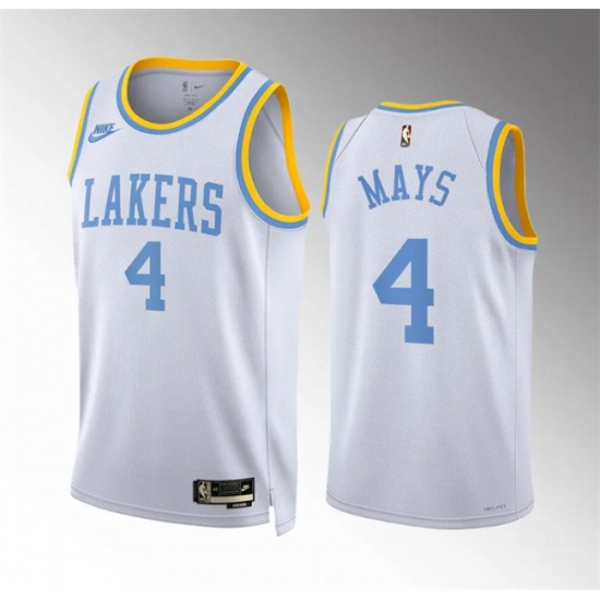 Men's Los Angeles Lakers #4 Skylar Mays White Classic Edition Stitched Basketball Jersey - Ujersey