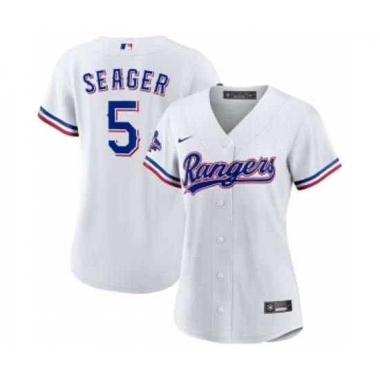 Women's Texas Rangers #5 Corey Seager White 2023 World Series Champions Stitched Baseball Jersey - Ujersey