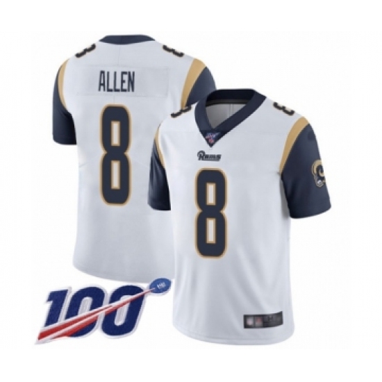 Men's Los Angeles Rams #8 Brandon Allen White Vapor Untouchable Limited Player 100th Season Football Jersey - Ujersey