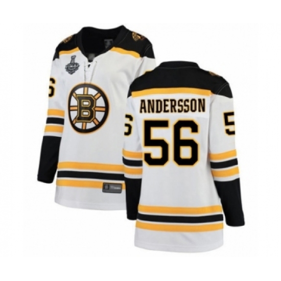 Women's Boston Bruins #56 Axel Andersson Authentic White Away Fanatics Branded Breakaway 2019 Stanley Cup Final Bound Hockey Jersey - Ujersey