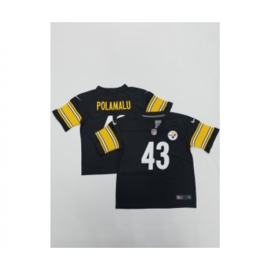 Toddlers Pittsburgh Steelers #43 Troy Polamalu Black 2022 Vapor Untouchable Stitched NFL Nike Throwback Limited Jersey - Ujersey