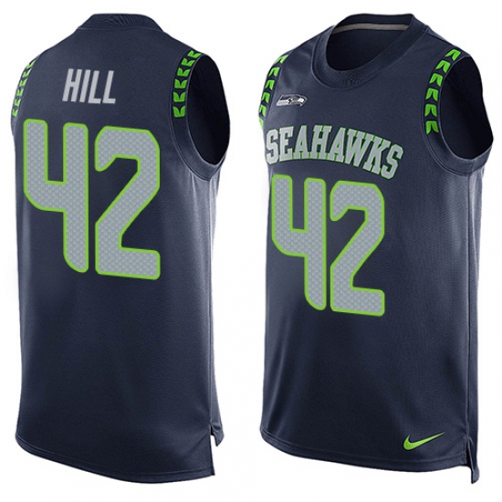 Men's Nike Seattle Seahawks #42 Delano Hill Limited Steel Blue Player Name & Number Tank Top NFL Jersey - Ujersey