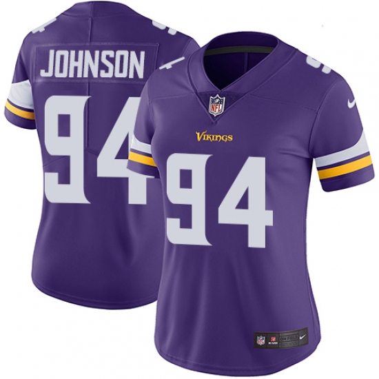 Women's Nike Minnesota Vikings #94 Jaleel Johnson Purple Team Color Vapor Untouchable Limited Player NFL Jersey - Ujersey