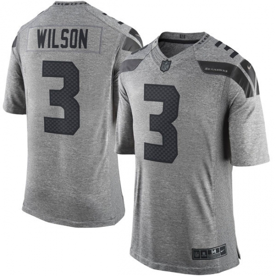 Men's Nike Seattle Seahawks #3 Russell Wilson Limited Gray Gridiron NFL Jersey - Ujersey
