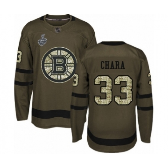 Youth Boston Bruins #33 Zdeno Chara Authentic Green Salute to Service 2019 Stanley Cup Final Bound Hockey Jersey - Ujersey