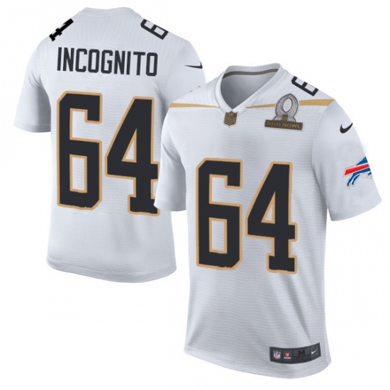 Men's Nike Buffalo Bills #64 Richie Incognito Elite White Team Rice 2016 Pro Bowl NFL Jersey - Ujersey