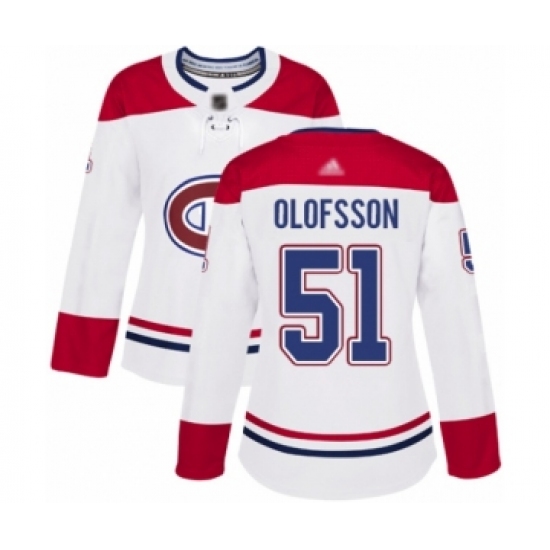 Women's Montreal Canadiens #51 Gustav Olofsson Authentic White Away Hockey Jersey - Ujersey
