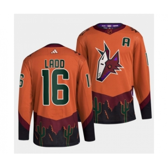 Men's Arizona Coyotes #16 Andrew Ladd Orange 2022-23 Reverse Retro Stitched Jersey - Ujersey