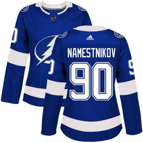 Women's Adidas Tampa Bay Lightning #90 Vladislav Namestnikov Authentic Royal Blue Home NHL Jersey - Ujersey