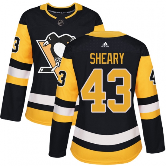 Women's Adidas Pittsburgh Penguins #43 Conor Sheary Authentic Black Home NHL Jersey - Ujersey