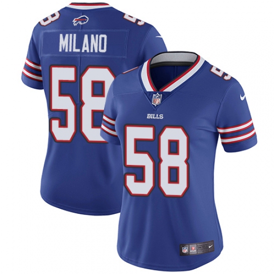 Women's Nike Buffalo Bills #58 Matt Milano Royal Blue Team Color Vapor Untouchable Limited Player NFL Jersey - Ujersey