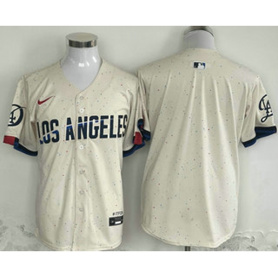 Men's Los Angeles Dodgers Blank Cream 2024 City Connect Limited Stitched Jersey - Ujersey