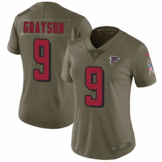 Women's Nike Atlanta Falcons #9 Garrett Grayson Limited Olive 2017 Salute to Service NFL Jersey - Ujersey