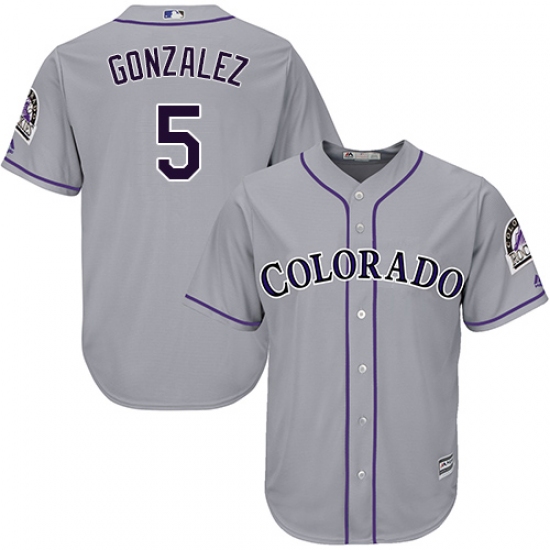 Men's Majestic Colorado Rockies #5 Carlos Gonzalez Replica Grey Road Cool Base MLB Jersey - Ujersey