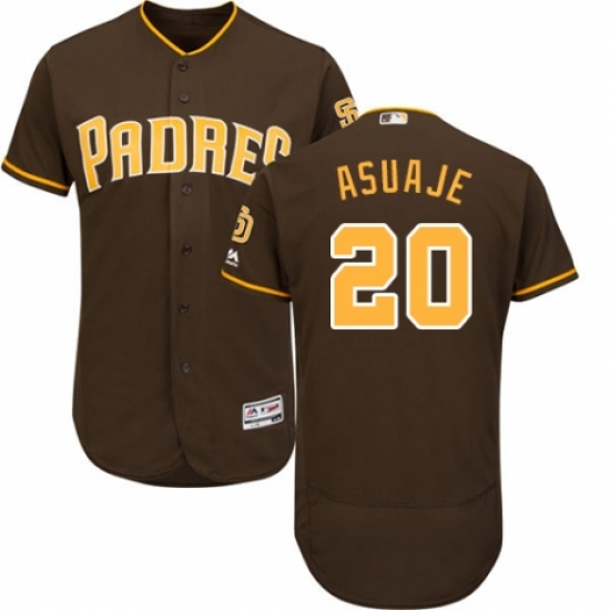 Men's Majestic San Diego Padres #20 Carlos Asuaje Brown Alternate Flex Base Authentic Collection MLB Jersey - Ujersey