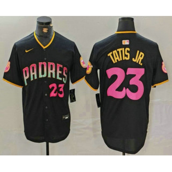 Men's San Diego Padres #23 Fernando Tatis Jr Number Black 20th Anniversary Cool Base Stitched Jersey - Ujersey