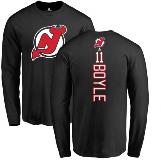 NHL Adidas New Jersey Devils #11 Brian Boyle Black Backer Long Sleeve T-Shirt - ujerseystore