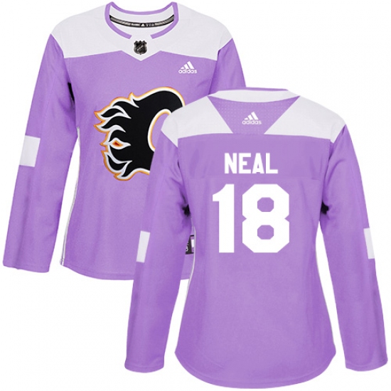 Women's Adidas Calgary Flames #18 James Neal Purple Authentic Fights Cancer Stitched NHL Jersey - Ujersey
