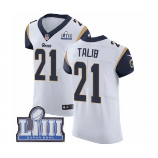 Men's Nike Los Angeles Rams #21 Aqib Talib White Vapor Untouchable Elite Player Super Bowl LIII Bound NFL JerseyLIII Bound NFL Jersey - Ujersey