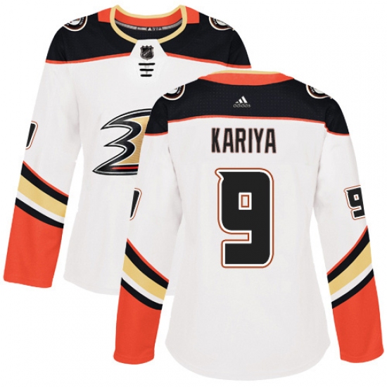 Women's Adidas Anaheim Ducks #9 Paul Kariya Authentic White Away NHL Jersey - Ujersey