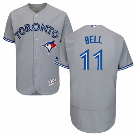 Men's Majestic Toronto Blue Jays #11 George Bell Grey Road Flex Base Authentic Collection MLB Jersey - Ujersey
