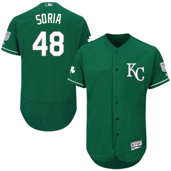 Men's Majestic Kansas City Royals #48 Joakim Soria Green Celtic Flexbase Authentic Collection MLB Jersey - Ujersey