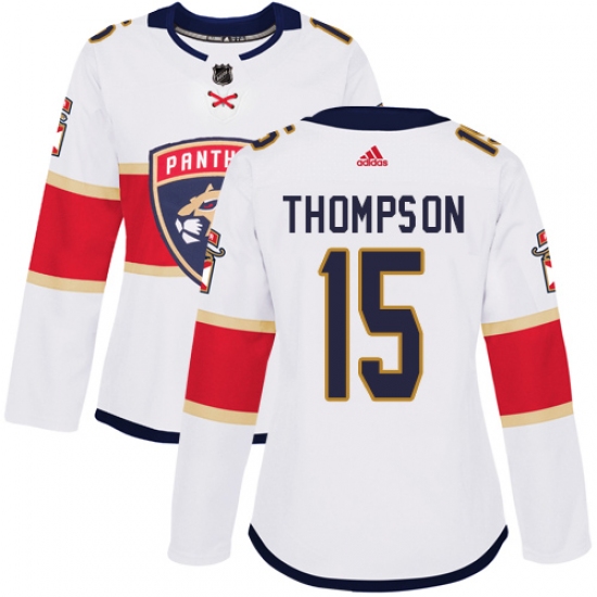 Women's Adidas Florida Panthers #15 Paul Thompson Authentic White Away NHL Jersey - Ujersey