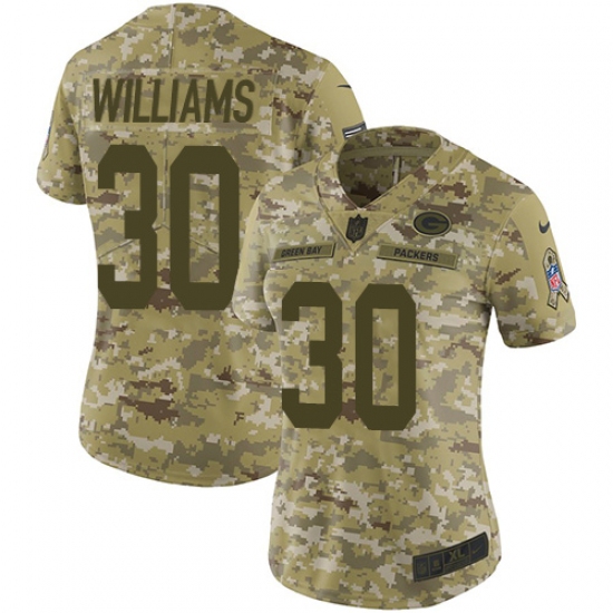 Women's Nike Green Bay Packers #30 Jamaal Williams Limited Camo 2018 Salute to Service NFL Jersey - Ujersey
