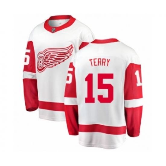 Men's Detroit Red Wings #15 Chris Terry Authentic White Away Fanatics Branded Breakaway NHL Jersey
