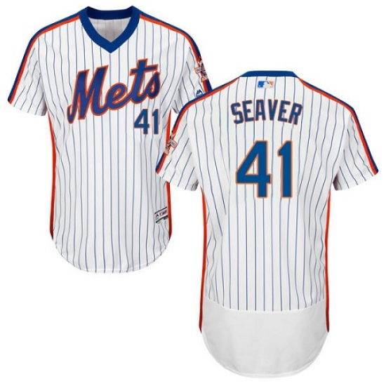 Men's Majestic New York Mets #41 Tom Seaver White Alternate Flex Base Authentic Collection MLB Jersey - Ujersey
