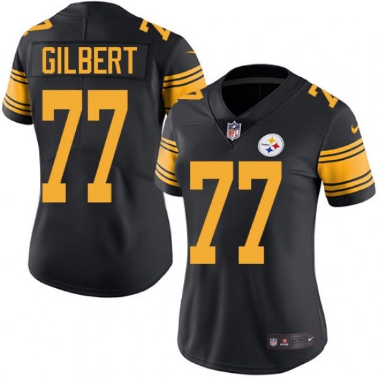 Women's Nike Pittsburgh Steelers #77 Marcus Gilbert Limited Black Rush Vapor Untouchable NFL Jersey - Ujersey