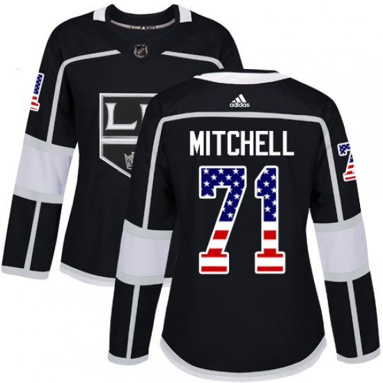 Women's Adidas Los Angeles Kings #71 Torrey Mitchell Authentic Black USA Flag Fashion NHL Jersey - Ujersey