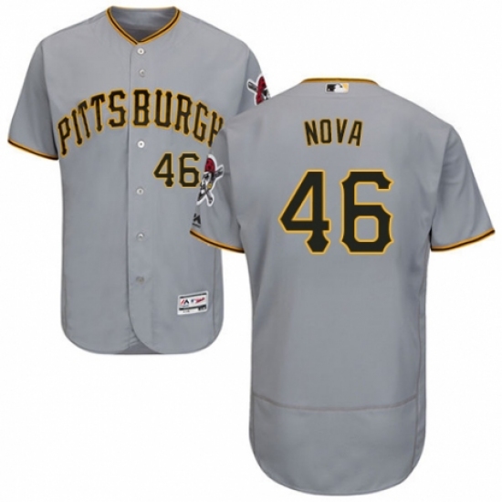 Men's Majestic Pittsburgh Pirates #46 Ivan Nova Grey Road Flex Base Authentic Collection MLB Jersey - Ujersey
