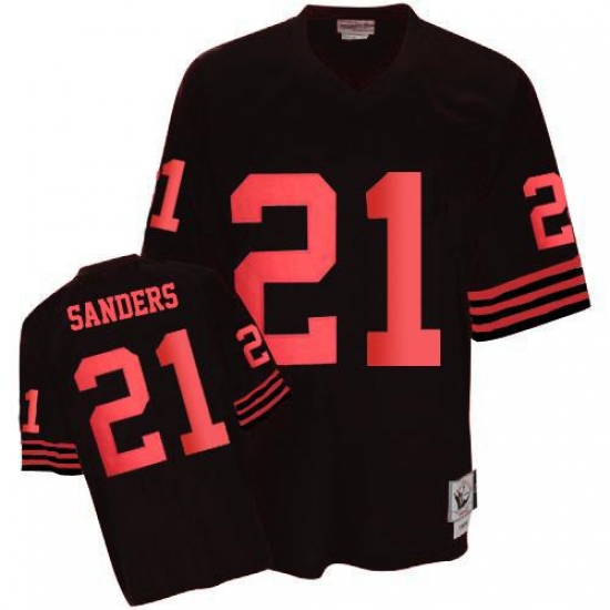 Mitchell and Ness San Francisco 49ers #21 Deion Sanders Authentic Black Throwback NFL Jersey - Ujersey