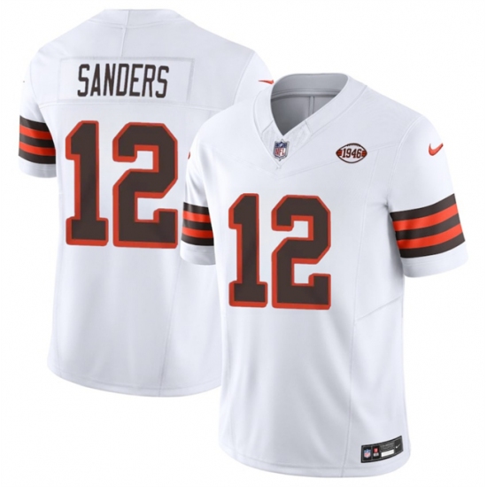 Men's Cleveland Browns #12 Shedeur Sanders White 2025 Draft 1946 Collection F.U.S.E. Vapor Limited Stitched Football Jersey - Ujersey
