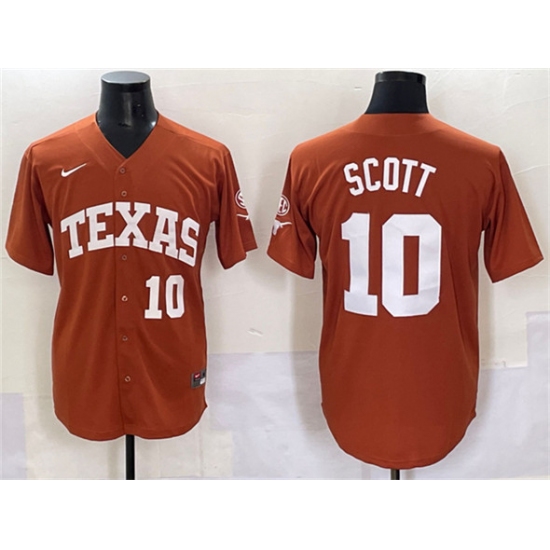 Men's Texas Longhorns #10 Mia Scott Orange SEC Patch Stitched Jersey - Ujersey