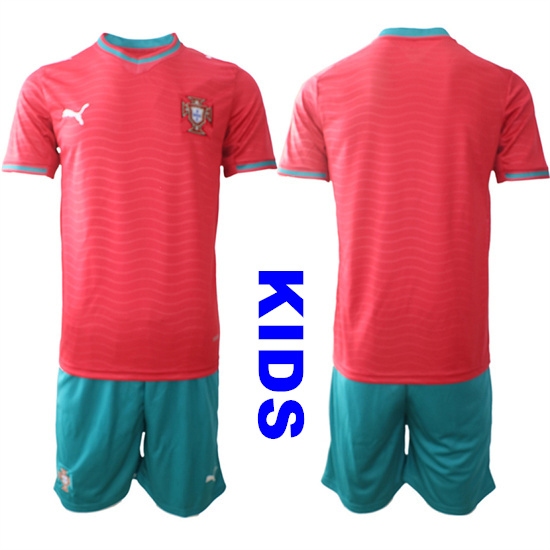 Youth Portugal Bland Or Custom National Team FIFA x World Cup 2026 Home Red On Eusebio special edition Kids Jersey - Ujersey