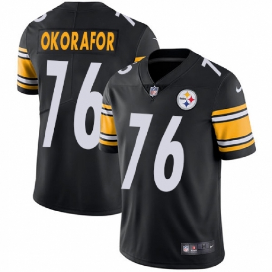 Men's Nike Pittsburgh Steelers #76 Chukwuma Okorafor Black Team Color Vapor Untouchable Limited Player NFL Jersey - Ujersey