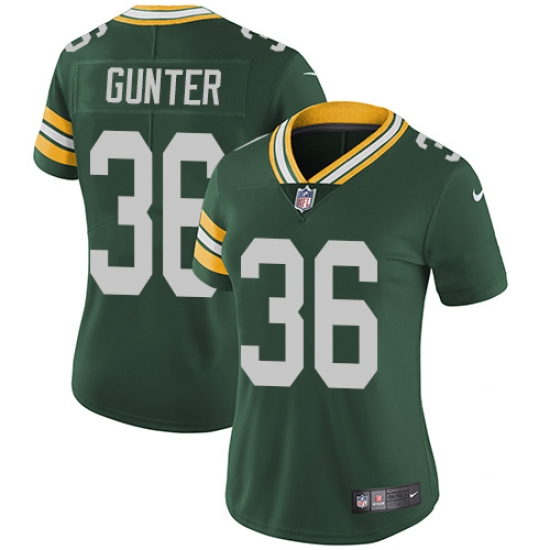 Women's Nike Green Bay Packers #36 LaDarius Gunter Green Team Color Vapor Untouchable Limited Player NFL Jersey - Ujersey