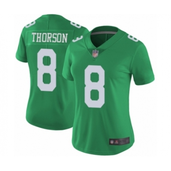 Women's Philadelphia Eagles #8 Clayton Thorson Limited Green Rush Vapor Untouchable Football Jersey - Ujersey