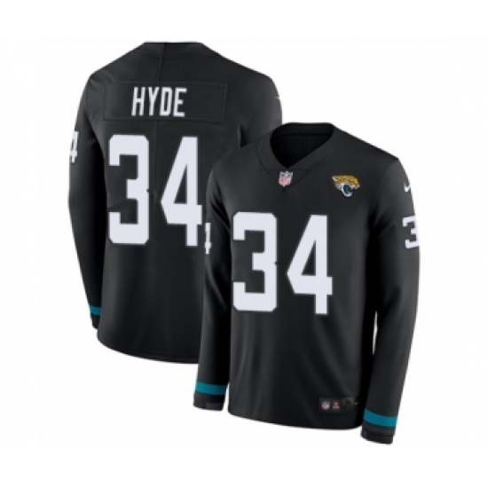 Youth Nike Jacksonville Jaguars #34 Carlos Hyde Limited Black Therma Long Sleeve NFL Jersey - Ujersey