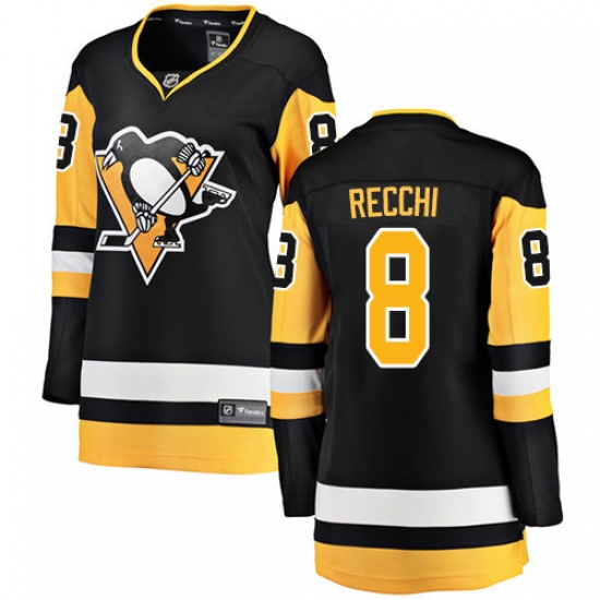 Women's Pittsburgh Penguins #8 Mark Recchi Fanatics Branded Black Home Breakaway NHL Jersey - Ujersey