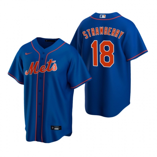 Men's Nike New York Mets #18 Darryl Strawberry Royal Alternate Stitched Baseball Jersey - Ujersey
