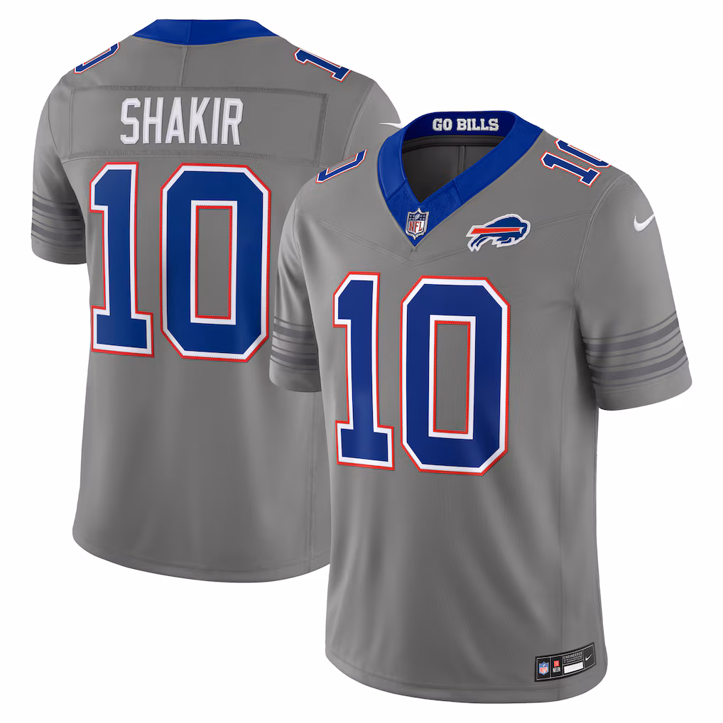 Men's Buffalo Bills Khalil Shakir Nike Gray Nickel City Vapor F.U.S.E. Stitched Limited Jersey - ujerseystore
