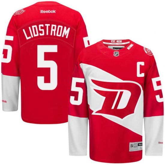 Men's Reebok Detroit Red Wings #5 Nicklas Lidstrom Authentic Red 2016 Stadium Series NHL Jersey - Ujersey